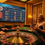 Engaging in high-stakes gambling at RR88 Casino with poker chips and roulette wheel.