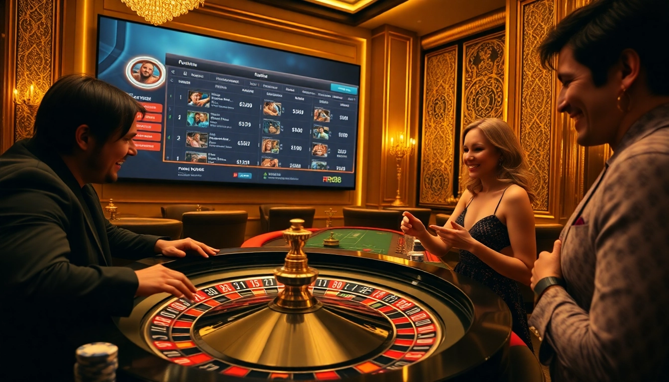 Engaging in high-stakes gambling at RR88 Casino with poker chips and roulette wheel.