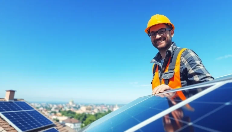 Photovoltaikanlage Kaufen Wien: Installation von Solarpanels in einem urbanen Setting.