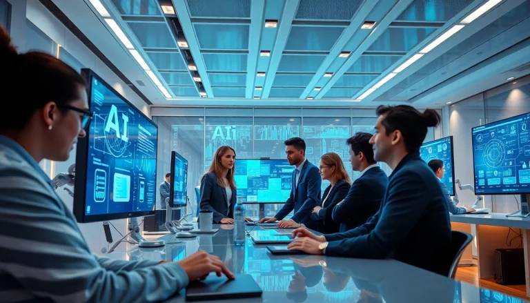 Innovative workspace showcasing 18+ AI technologies in action.