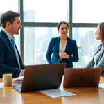 Headhunter IT engaging with candidate in a professional office setting