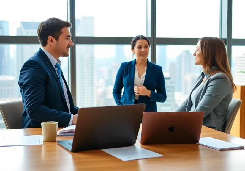 Headhunter IT engaging with candidate in a professional office setting