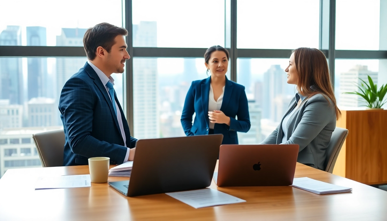 Headhunter IT engaging with candidate in a professional office setting