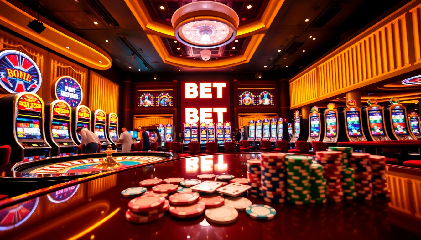 Experience thrilling action at F8 BET casino with roulette and vibrant slot machines.