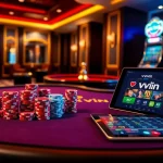Experience the excitement of vvvwin's luxury casino setting with vibrant poker tables and roulette.