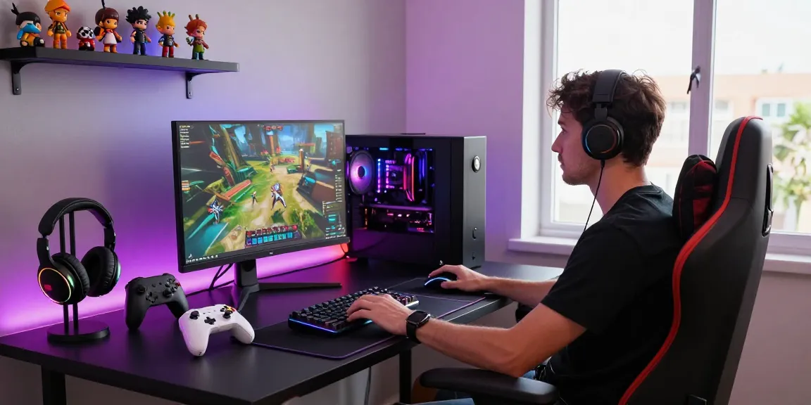 The best PC Controller ohne Drift showcased in an immersive gaming setup with colorful lighting and high-tech peripherals.