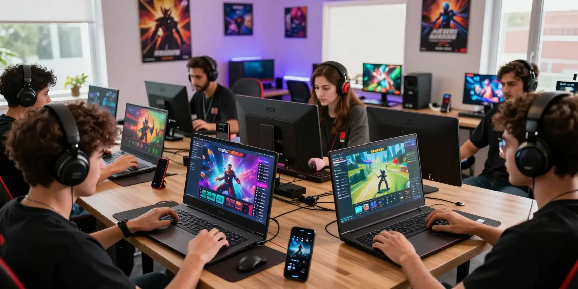 Players enthralled by various games at https://gemwin.pics/, showcasing a dynamic online gaming environment with vibrant graphics and modern devices.