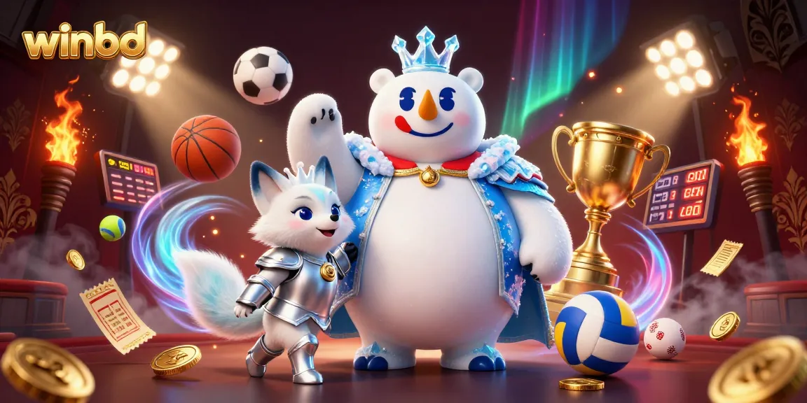 Winbd offers dynamic sports betting with a thrilling polar bear and fox illustration.