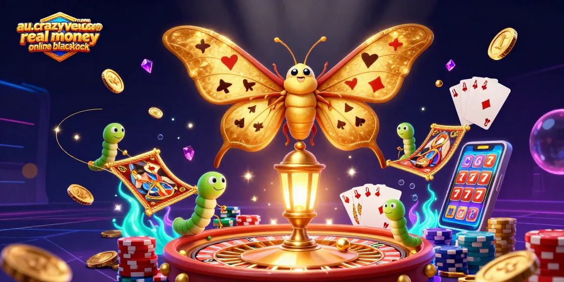 Experience the excitement of au.crazyvegas.com real money online blackjack in this vibrant 3D casino scene.